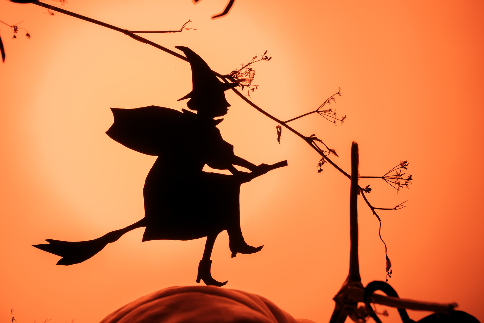 Witch on Broomstick Silhouette